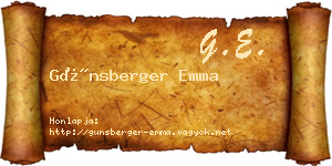 Günsberger Emma névjegykártya